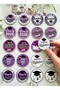 20's Graduation Themed Class of 2026 Sticker Label 4 cm – Bright Purple Black Round Sticker Set