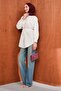 Ecru Buttoned Modal Shirt with String Ties - 2