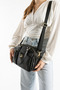 Women's Black Leather Multi-Compartment Column Strap Hand and Shoulder Zippered Daily Crossbody Bag - 2