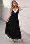 New Season Women's Rope Strap Sharp V-Neck Long Viscose Summer Dress - 2