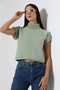 Turtleneck Short Sleeve Knitwear Sweater Women's Slim Fit Soft Textured Stylish Casual Sweater - 2