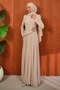 Stone-Fronted Draped Evening Dress - 4