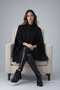 Women's Casual Black Sleeveless Cashmere Coat Poncho - 4