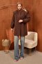Brown Ribbed Front Double Collar Poplin Tunic - 3