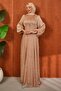 Mink Bead Embroidered Fish Model Evening Dress - 3
