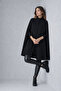 Women's Casual Black Sleeveless Cashmere Coat Poncho - 6