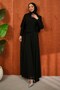 Black Draped Front Evening Dress - 4
