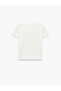 Cotton Sequined Short Sleeve Crew Neck Ataturk Themed Printed T-Shirt - 2
