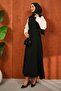 Black Self-Belted Dumbbell Gilet - 4