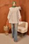 White Ribbed Front Double Collar Poplin Tunic - 2