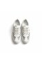 White Leather Mesh Garnished Women's Casual Sneaker with Accessory Detail - 3