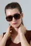 Women's Leopard Body Brown Glass Gold Handle Detailed Sunglasses - 3