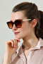 Women's Leopard Frame Brown Glass Gold Handle Detailed Sunglasses - 4