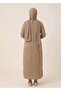 Hijab Long Dress with Long Elastic Sleeves in Dobby Pattern - 5