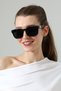 Women's Black Frame Black Glass Metal Detail Handle Sunglasses - 5