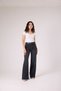 Women's Dark Smoked Antique Stone Washed Wide Leg Jean Pants – High Waist Comfort Fit Loose Leg Long Length Stretch Denim - 2
