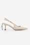 Women's Stiletto Pointed Toe Thick Strap Short Classic Heeled Shoes Riyona Ecru - 8
