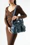 Washed Leather Multi-Pocket Shoulder Bag and Handbag Blue Model: (571-12V)