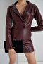 Shorts Suit Jacket Faux Leather Shorts Skirt Jacket Double Suit - 5