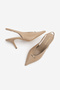 Women's Stiletto Pointed Toe Open Back Elastic Short Thin Buckle Heeled Shoes Agira Mink - 7