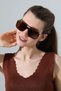 Women's Leopard Body Brown Glass Gold Handle Detailed Sunglasses - 6