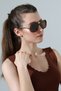 Women's Leopard Body Brown Glass Gold Handle Detailed Sunglasses - 2