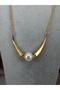 Gold Color Pearl Detailed Kavis Form Necklace Elegant Modern Stylish Women's Necklace - 2
