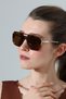 Women's Leopard Body Brown Glass Gold Handle Detailed Sunglasses - 4