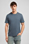Baselo Men's Regular Fit 100% Cotton Basic Crew Neck T-Shirt Blue - 3