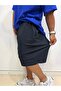 Navy Blue Plus Size 100% Cotton Capri Shorts with Double Deep Pockets - 2