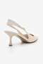 Women's Stiletto Pointed Toe Thick Strap Short Classic Heeled Shoes Riyona Ecru - 3