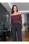 Black Lycra Palazzo Trousers with Elastic Waist - 4