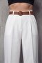 Women's Palazzo Patterned Fabric Trousers Imported Doubleface Fabric with Belt - 5