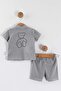 Baby Boy Reflective Bear Printed (Glows in the Light) 2-Piece Summer Set with Denim Look Polo Collar and Snap Fasteners - 7