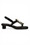 Y282440002 Black Suede Low Thick Heeled Women's Shoes - 5