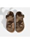 Women's Brown Wedge Heeled Nubuck Leather Sandals - 7