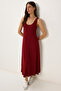 Sleeveless Basic Summer Knitted Dress Lcr0057 Bordo - 3
