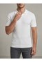 Men's Slim Fit Ecru Knitwear Polo Neck T-Shirt - White - 4