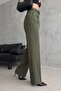 Women's Palazzo Patterned Fabric Trousers Imported Doubleface Fabric with Belt - 3