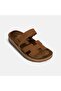 Women's Brown Velcro Wedge Heeled Nubuck Leather Slippers - 6