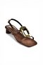Y282440002 Brown Suede Low Thick Heeled Women's Shoes - 5