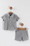 Baby Boy Reflective Bear Printed (Glows in the Light) 2-Piece Summer Set with Denim Look Polo Collar and Snap Fasteners - 6