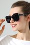 Women's Oversized Black Frame Black Glass and Metal Handle Detail Sunglasses - 3