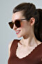 Women's Leopard Frame Brown Glass Sunglasses with Handle Detail - 5