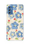Samsung Galaxy M52 Compatible Blue Oil Painting Flower Pattern Transparent Phone Case