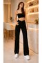 Dyon Lycra Women's Black Super High Waist Loose Leg Denim Loose Palazzo Trousers - 3