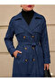 Women's Long Trench Coat Buttoned Lined Belted Waterproof Oversize Cut - 3