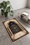 Cream Black Crescent Patterned Digital Printed Non-Slip Base Prayer Mat 70X120 Mihrapli Prayer Mat - 2