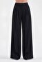 Women's Linen Fabric Pleated Detailed Inner Belt Garnished Design Trousers