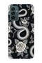 Samsung Galaxy M13 / M23 Compatible Black Rose and Snake Pattern Transparent Phone Case